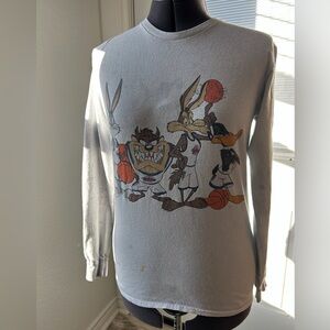 Warner Bros. Cartoon Character Long Sleeve Tee - Light Gray